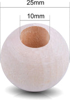 Jdesun 50 Pieces Wooden Beads, Natural Round Wood Loose Beads Wood Spacer 25mm - Image 4