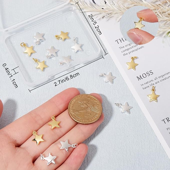 Beebeecraft 1 Box 20Pcs Star Charms 18K Gold&925 Sterling Silver Plated - Image 3