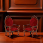 Dollhouse Chair 2PCS Miniature Furniture Retro Vintage Chair Wooden Accessories - Image 5
