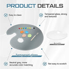 Nuanchu 10 x 14 Inch Handy Oval Neutral Grey Tempered Glass Palette - Image 4