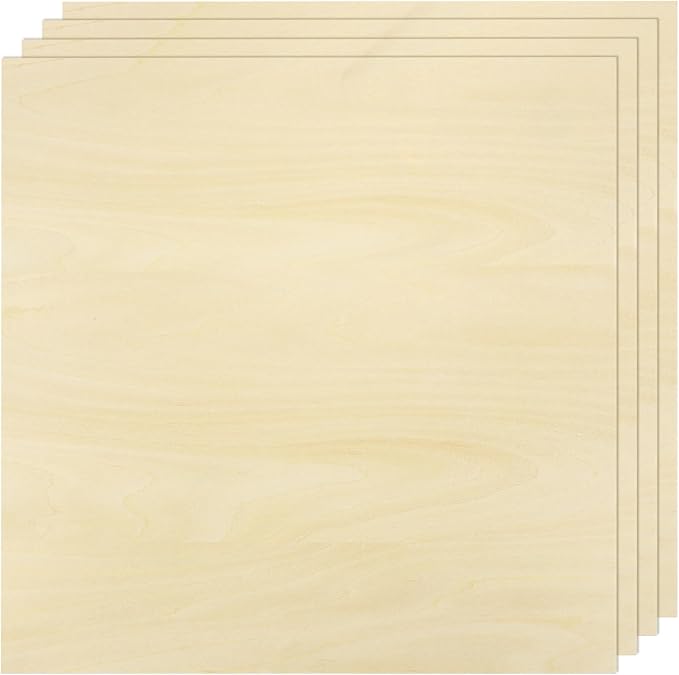 MECCANIXITY 4pcs Basswood Sheet 12" x 12" x 1/16" Thin Unfinished Wood Plywood by MECCANIXITY