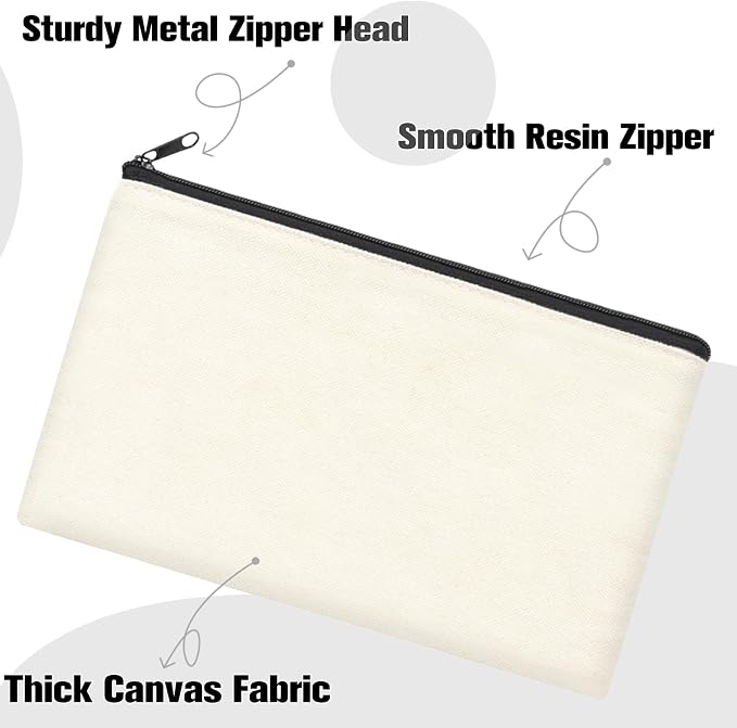 ZeeDix Canvas Zipper Pouch Bulk – 8.3 x 5 Inches Cotton Canvas Pouches - Image 3