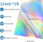 VINYL FROG Silver Holographic Heat Transfer Vinyl 12" x5ft Silver HTV Vinyl - Image 2