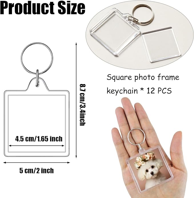 REDANHA 12pcs Acrylic Photo Frame Keychain Holder 2 x 3 In Picture Insert Blank - Image 2
