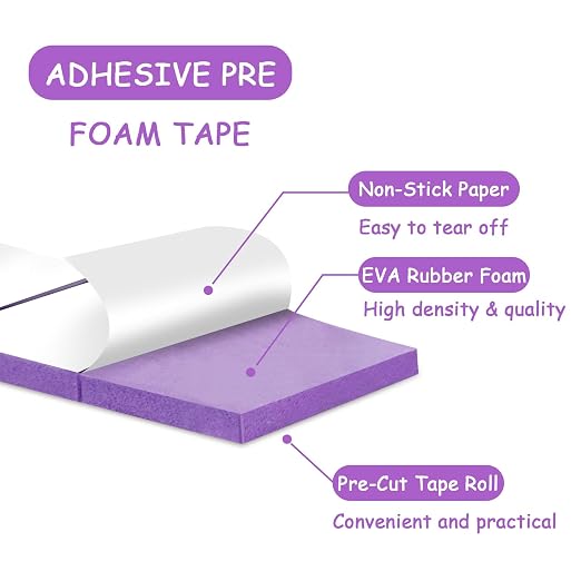 Double Sided Foam Tape Pre Cut 3/4 X 1/2 Inch EVA Foam Adhesive Squares Roll - Image 4