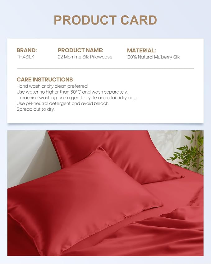 THXSILK 22 Momme Pure Mulberry Silk Pillowcase - Image 8