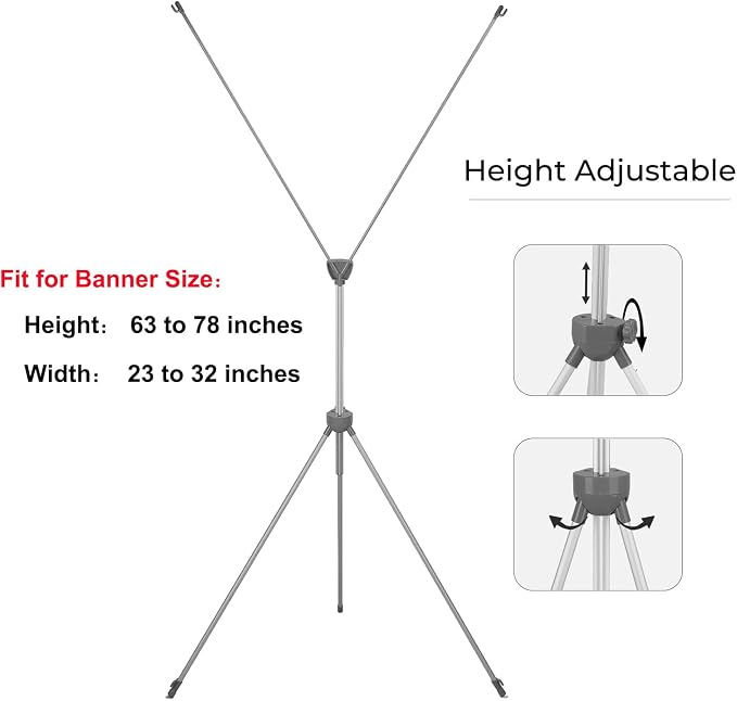 YDisplay X Banner Stand Adjustable Fit Banner Size from 23"X63" to 32"X78" - Image 2