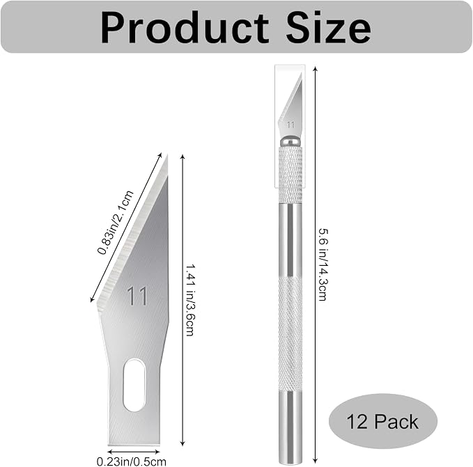 12 Pack Exacto Knife Set, Metal Craft Knives Kit, Hobby Knife Set, Blade - Image 2