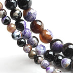 60pcs Round Loose Purple&Coffee Fire Agate Beads - Image 3