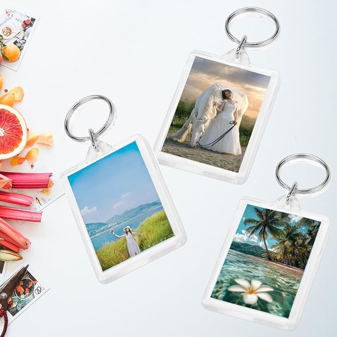 REDANHA 12pcs Acrylic Photo Frame Keychain Holder 2 x 3 In Picture Insert Blank - Image 4