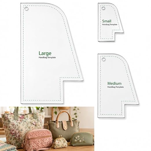 Set of 3 Purse Bag Pattern Template, 3 Versatile Sizes Clear Handbag Stencils by SiKiWagz
