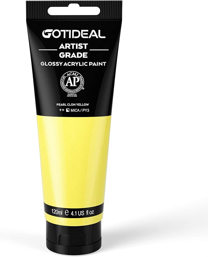 GOTIDEAL Metallic Acrylic Paint Pearl Clon Yellow Tubes Non Toxic Non Fading by GOTIDEAL