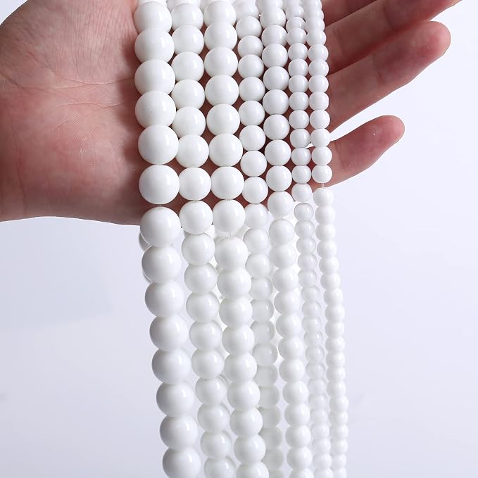 120PCS 6mm Natural White Porcelain Agates Stone Round Beads - Image 3