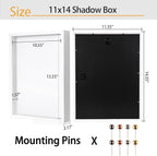 11x14 Shadow Box Frame with Linen Background & Metal Push Pins, Plexiglass - Image 5