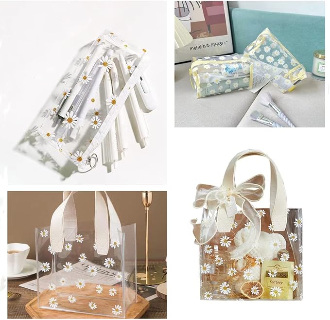 XHT 8 Pcs Daisy Jelly Vinyl, 21cmx30cm Waterproof Transluscent Glitter Flower - Image 7
