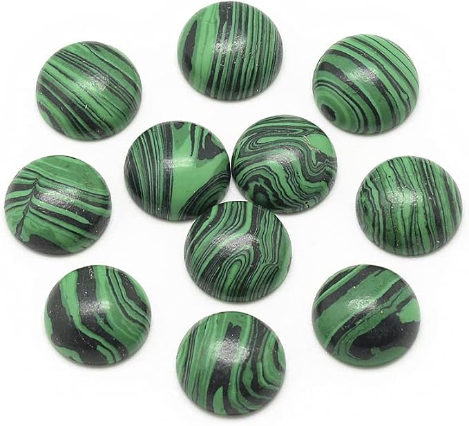 FASHEWELRY 50Pcs Synthetic Malachite Cabochons Flat Back Gemstone Cabochons by FASHEWELRY