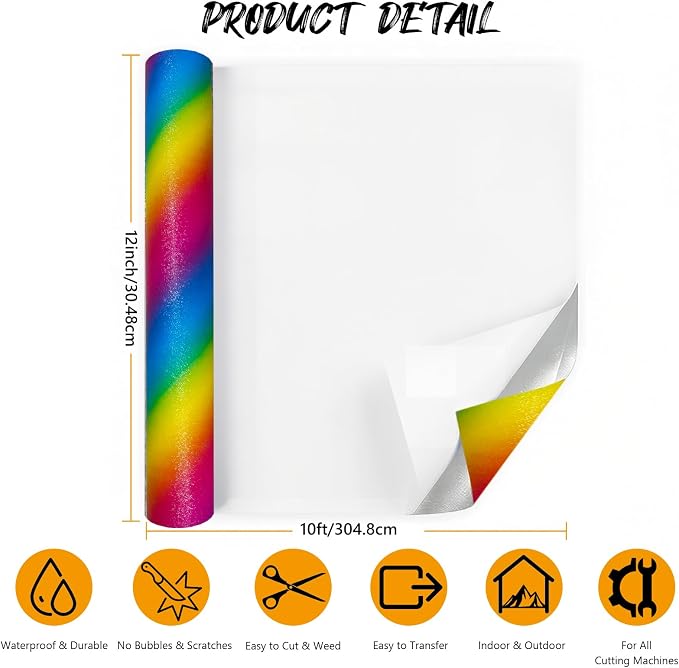 Rainbow Striped Print Permanent Adhesive Vinyl - Image 2