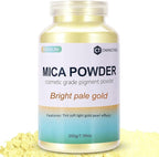 Mica Powder, 7.05OZ（200g）, Bright Pale Gold Mica Powder Pigment by CHANGTIKEJIWelcomeYouOrder