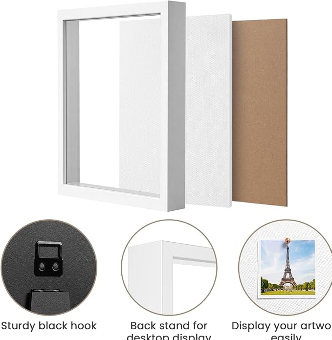 White 11x14 Shadow Box Display Frame, Premium Linen Backboard and Included - Image 5