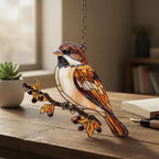 Eurasian Tree Sparrow Acrylic Suncatcher - Image 2