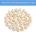 150pcs 25MM Wood Beads Natural Unfinished Round Wooden Loose Beads Wood Spacer - Image 3