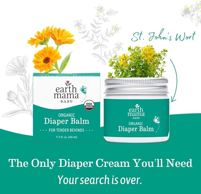 Earth Mama Organic Diaper Balm 2-Ounce | Diaper Cream for Baby | EWG Verified, Petroleum & Artificial Fragrance-Free with Calendula for Sensitive Skin (4-Pack)