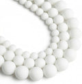 48pcs Natural Matte White Agate Gemstone Beads，8mm Frosted Round Loose Stone by Yochus
