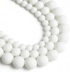 48pcs Natural Matte White Agate Gemstone Beads，8mm Frosted Round Loose Stone by Yochus