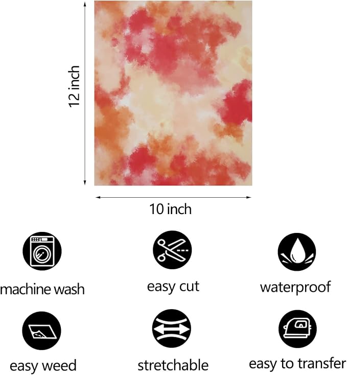 FUNKAKA Tie Dye HTV Heat Transfer Vinyl Bundle, 10 Sheets HTV Vinyl - Image 3