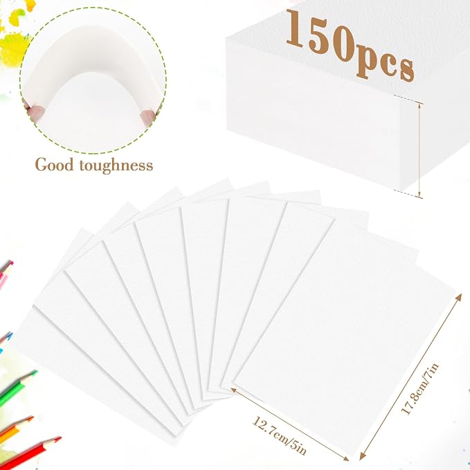 150PCS 5x7 Watercolor Paper Bulk, 140lb/300g Cold Press Thick Water Color Paper - Image 2