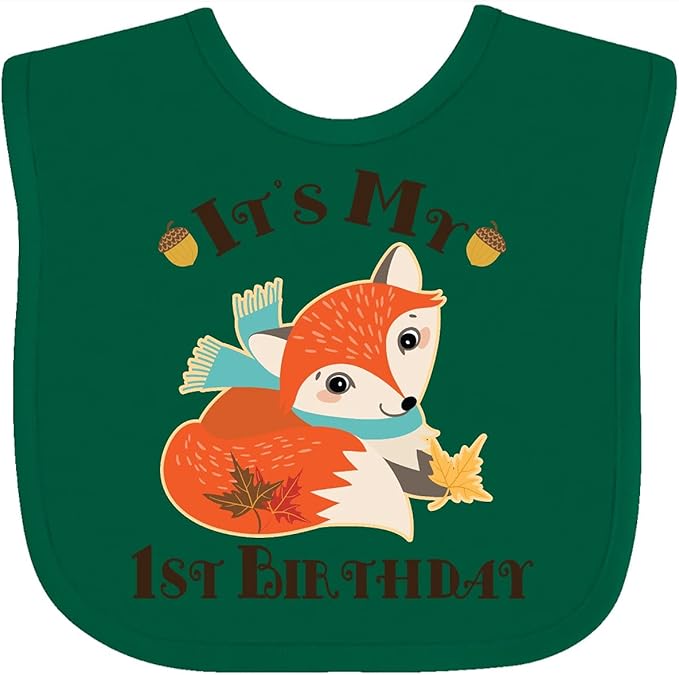 inktastic 1st Birthday Woodland Fox Baby Bib