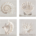JAPO ART White Sea Shells Pictures Coral Wall Decor Beach Canvas Wall Art by JAPOART