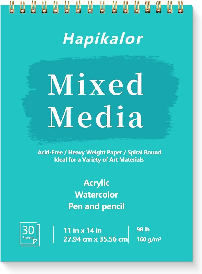 Sketch Book Mixed Media Pad, 30 Sheets 98lb/160gsm Acid-Free Drawing Paper by Hapikalor