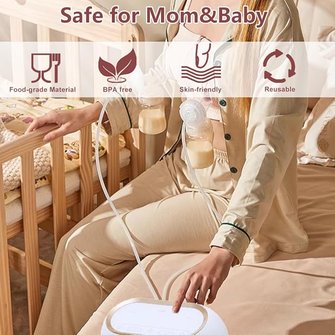 Full Breast Pump Parts with 19mm Oval Soft Rim Flanges and Wide-Mouth Base Connector for Spectra S2 S1 9 Plus SG, Medela, Lansinoh Pumps, Include Flange, Valve, Backflow Protector, Tubing and Bottle
