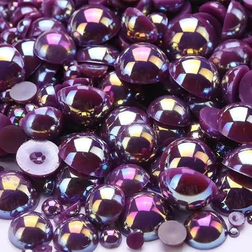 1000PCS Mixed Sizes 3/4/5/6/8/10mm Flatback Half Round Pearls Gems by Unknown