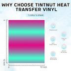 Tintnut Green Pink Gradient Heat Transfer Vinyl, Ombre pattern, PU HTV Sheets - Image 3