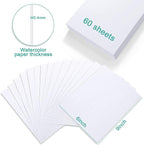 TecUnite 60 Sheets Watercolor Paper Pad Bulk Art White Cold Press Painting Paper - Image 3