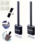 Toilet Brush with Holder Silicone Toilet Brush and Cleaning Brush for Household Bathroom Toliet Brush Set (Black,Black)