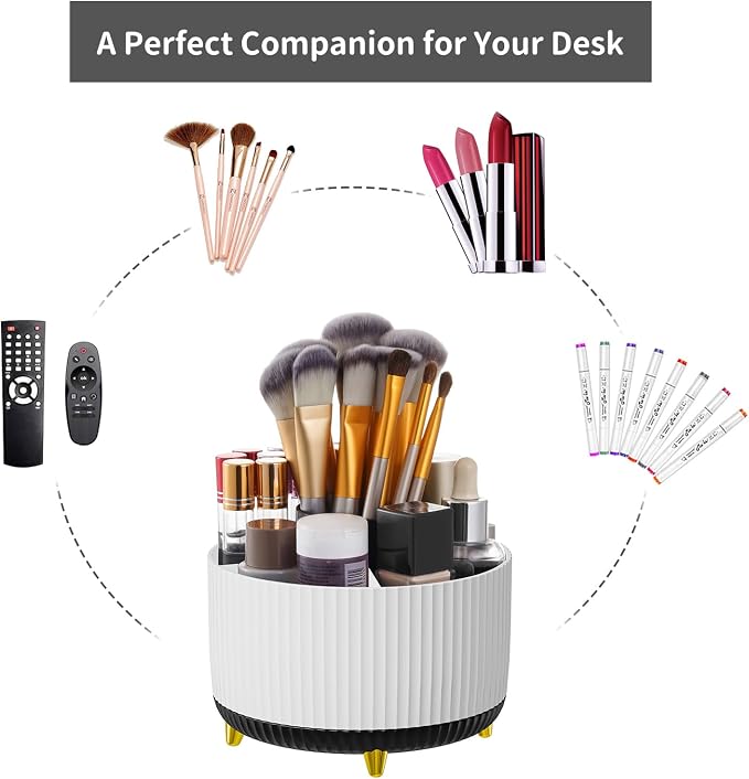 Marbrasse Desk Organizer, 360-Degree Rotating Pen Holder, Desk Organizers and - Image 6