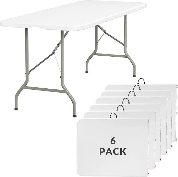 Elevon 6FT Folding Tables – Heavy Duty Portable Foldable Table by ELEVON