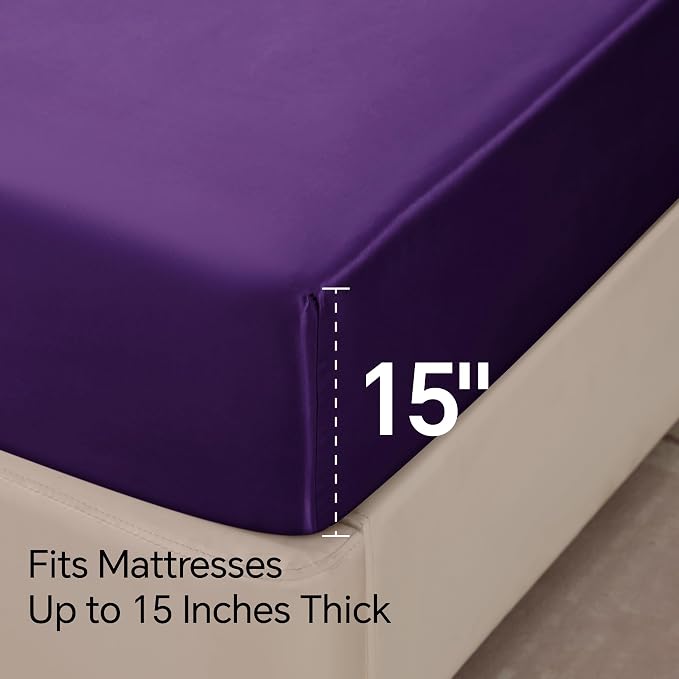 BEDELITE Satin Fitted Sheet and Pillowcase Set, Luxury Soft Similar to Silk - Image 5