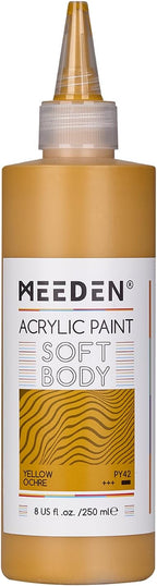 MEEDEN Soft Body Acrylic Paint: Yellow Ochre Matte Finish - 250ml/8.45oz Bulk by MEEDEN