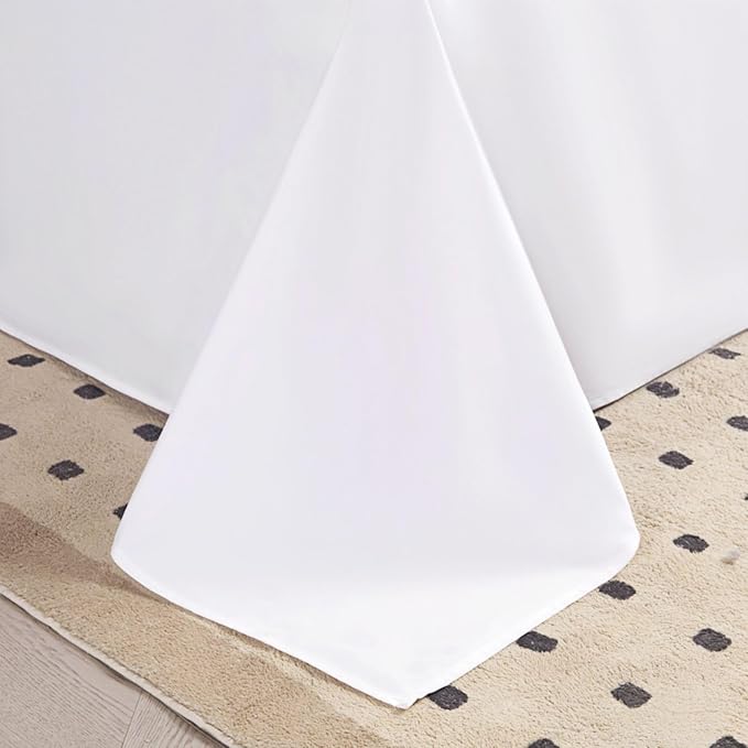 Flat Sheet Queen Size, Soft 300 Thread Count 100% Cotton Sheet, Cooling & - Image 4