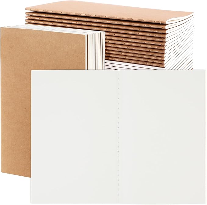 EOOUT 24 Pack Blank Kraft Notebooks, A5 Journals Notebook Bulk, Unlined Paper by EOOUT