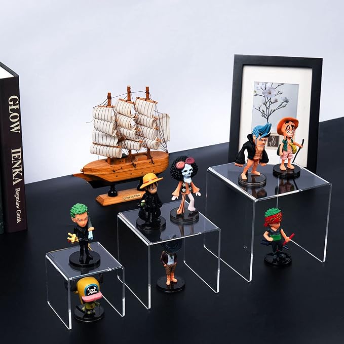HIIMIEI Clear Acrylic Display Risers 2 Sets, 3-Tier Risers Stands Showcase - Image 7