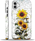 ZHEGAILIAN Case for iPhone 16, Sunflower Faux Stained Glass Effect Durable by Home