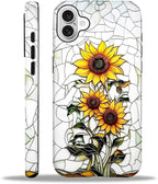 ZHEGAILIAN Case for iPhone 16, Sunflower Faux Stained Glass Effect Durable by Home