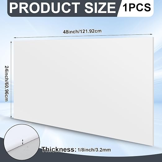 Wonderjune 24" x 48" x 1/8" White Acrylic Sheets Translucent White Cast Acrylic - Image 2