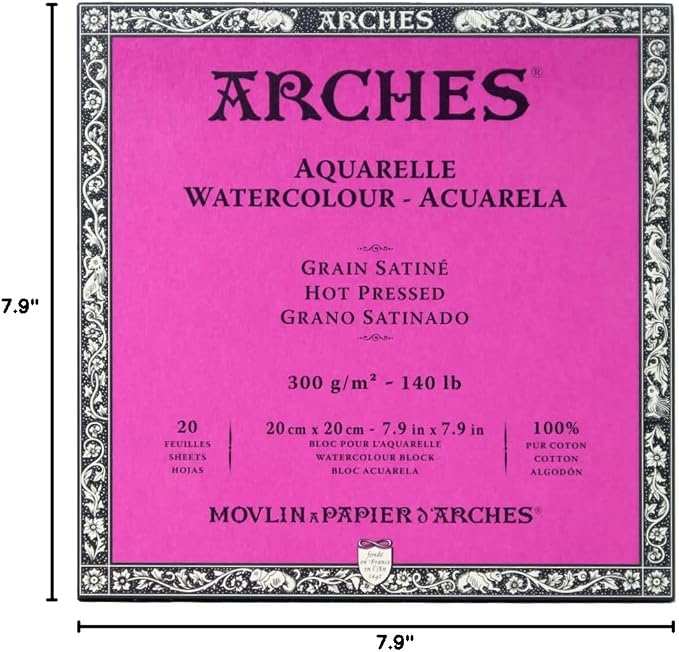 Arches Watercolor Paper Block, Hot Press, 7.9" x 7.9", 140 pound - Image 8