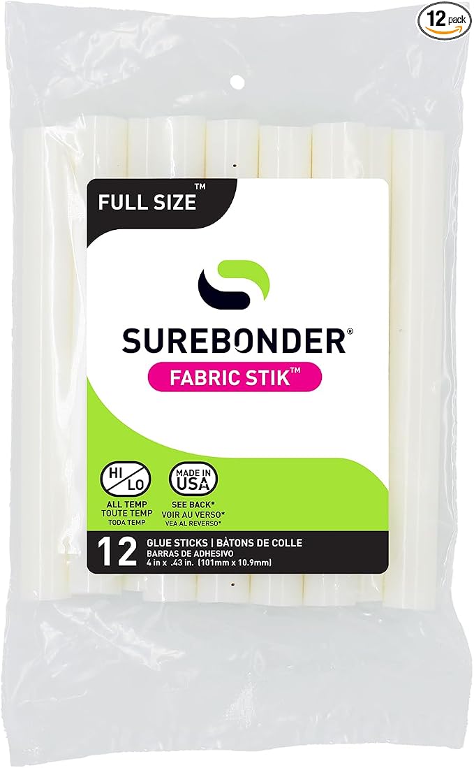 Surebonder Fabric Hot Glue Sticks, Full Size, Machine Washable Adhesive by Surebonder